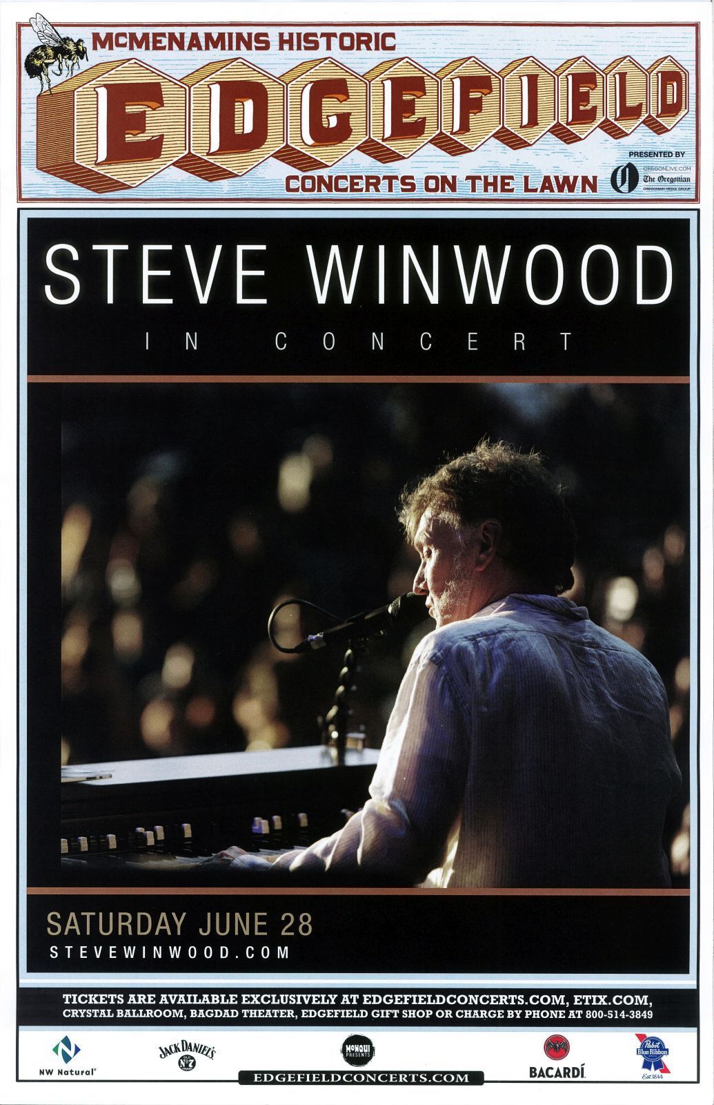 STEVE WINWOOD 2014 Gig POSTER Edgefield Portland Oregon Concert