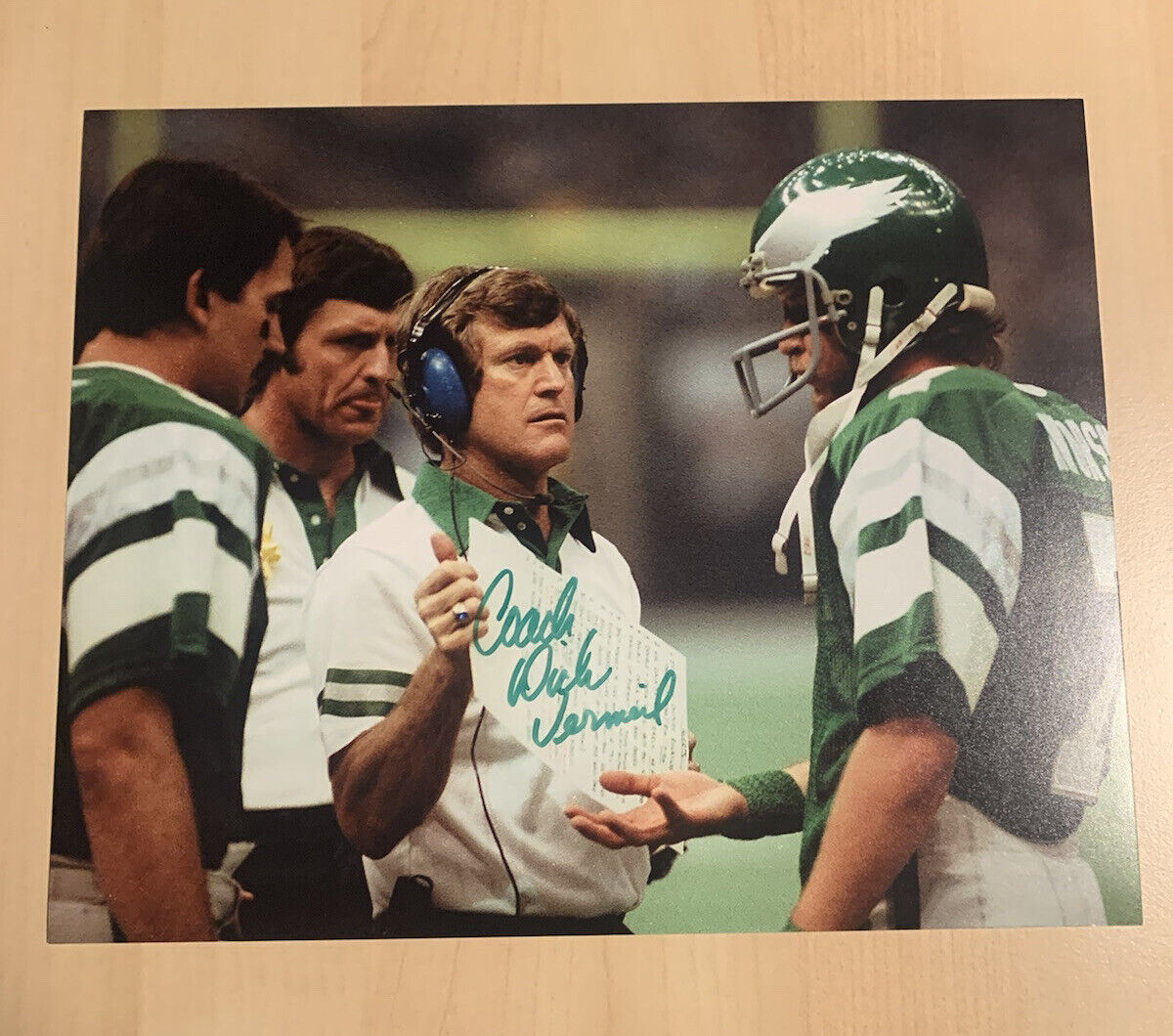 DICK VERMEIL SIGNED 8x10 Photo Poster painting PHILADELPHIA EAGLES HEAD COACH AUTOGRAPHED COA