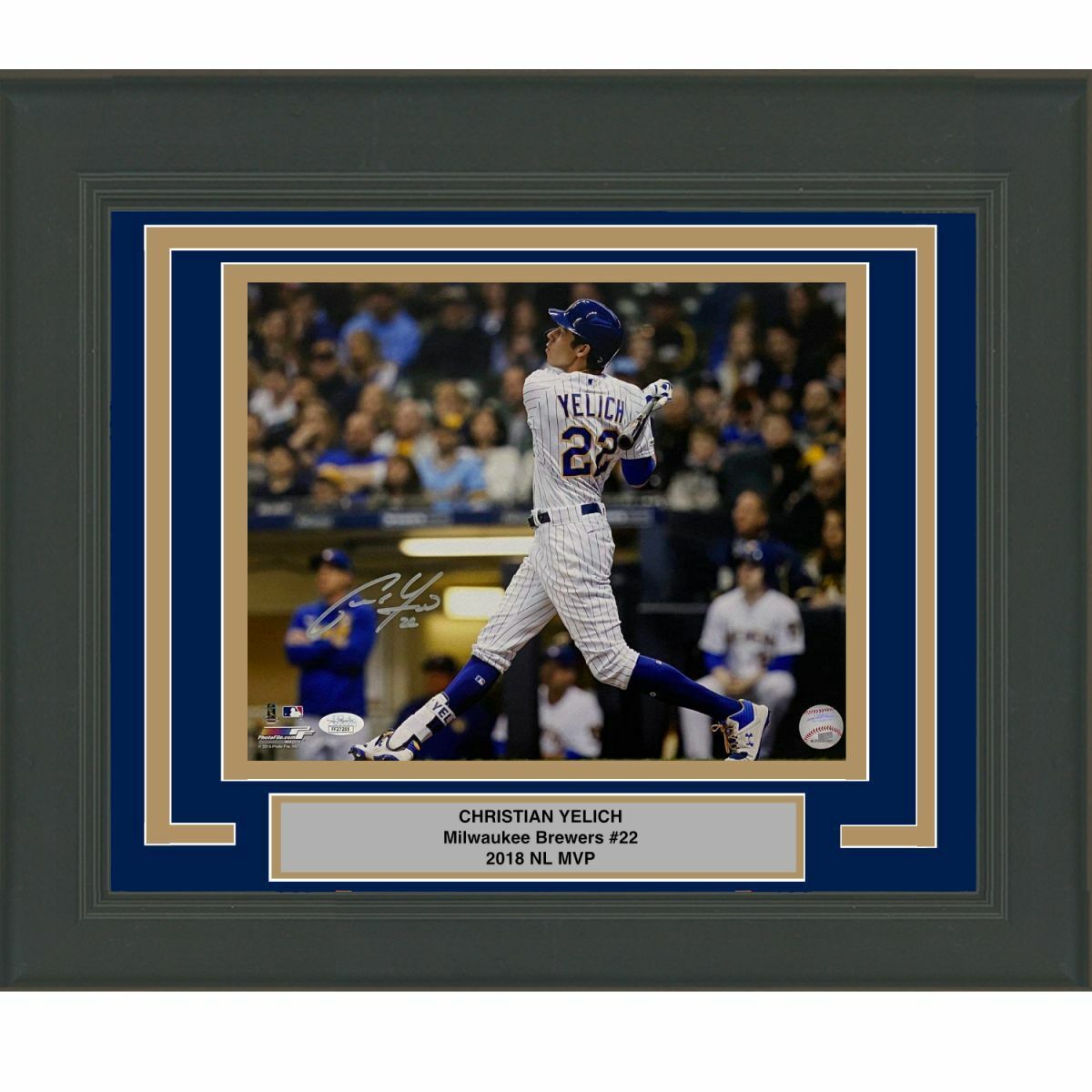 FRAMED Autographed/Signed CHRISTIAN YELICH Milwaukee Brewers 11x14 Photo Poster painting JSA COA