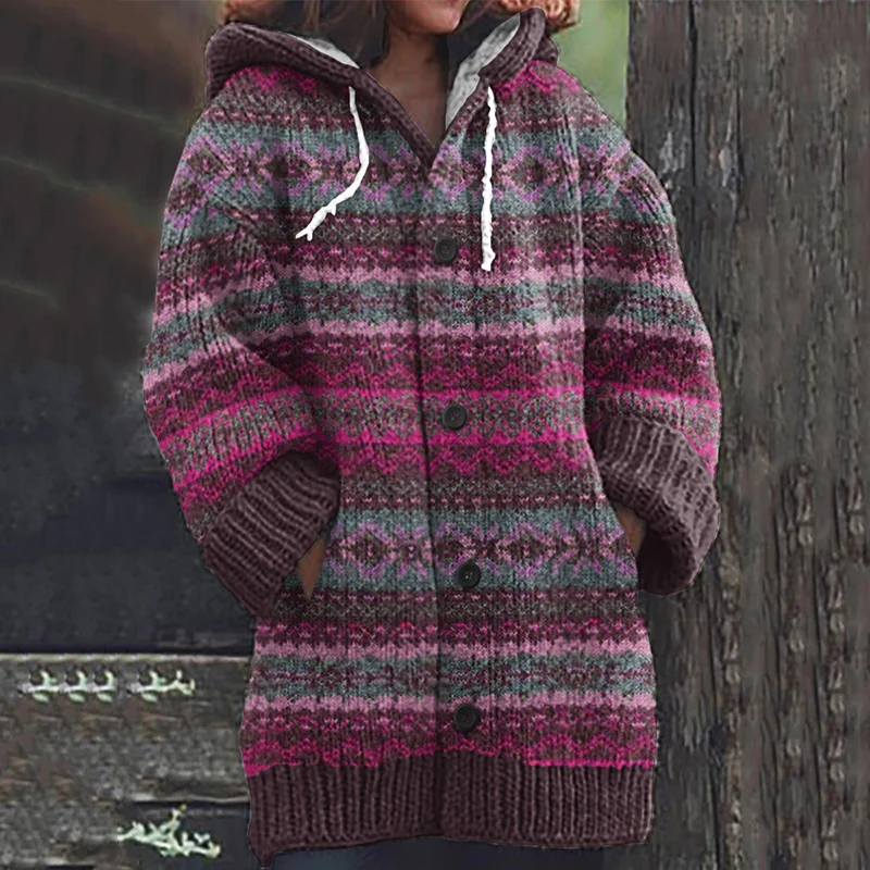 Vintage Icelandic Knit Jacquard Warmth Print Women's Sweater