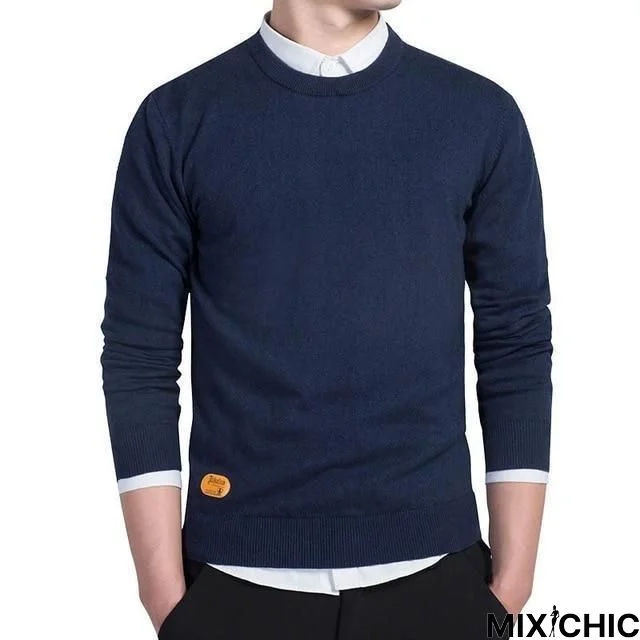 Men Cotton Pullovers O-Neck Jumper Thin Solid Knitting Sweaters Top