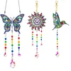 3PCS Sunflower Butterfly Humpback Bird 5D DIY Diamond Painting Wind Chimes Suncatcher Kit Double Sided Diamond Art Kits Suncatcher with Crystal Pendant for Adults DIY Summer Home Garden Decor