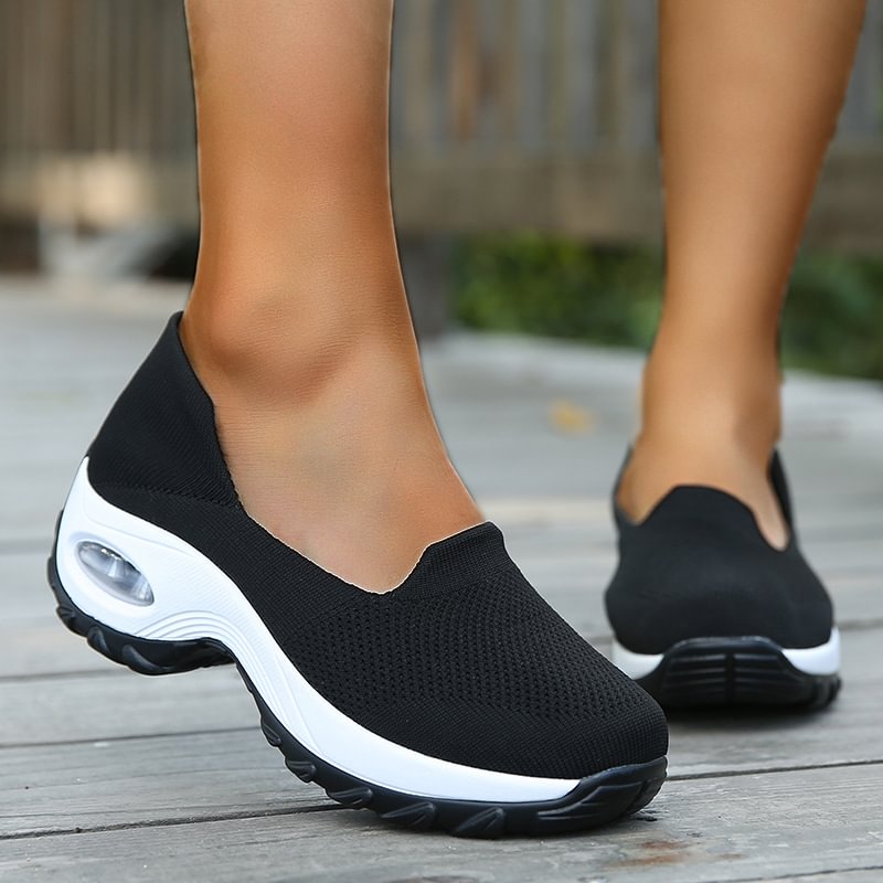 Women's Fly-Woven Fabric Athletic Low Heel Sneakers