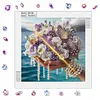Seaside Pansy Beaded Bouquet Special Shaped 5D DIY Partial Drill Diamond Painting Kits for Adults Beginners Home Decor Diamonds Dots Gem Art Kits 11.81 X11.81inch