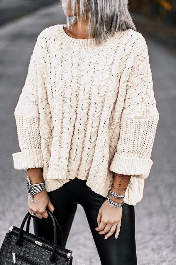 Solid Color Round Neck Sweater P15039