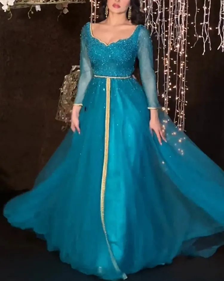 Women's Long Sleeve Mesh Glitter Dress