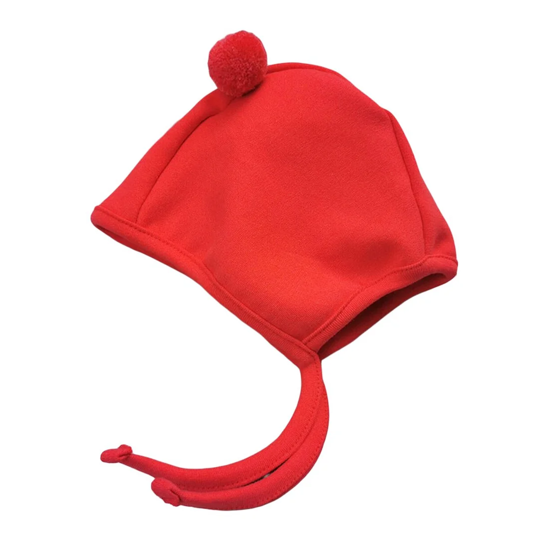 Winter Baby Boy Girl Warm Cap Hat No-Brim Plush Ball Hat Beanie Bear Ears Solid Strap Caps