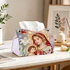 Diamond Art Painting Tissue Box Cover Wear Resist Decorative Paper Napkin Dispenser Multifunction Rhinestone PU Tissue Holder Kit for Adults Home Office Gift (Soft Glow Mother)