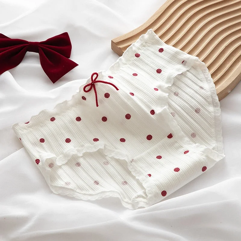 New Women's Cotton Underwear Lovely Girl Comfort Briefs Fashion Bow Breathable Panties Mid Waist Seamless Underpants Lingerie