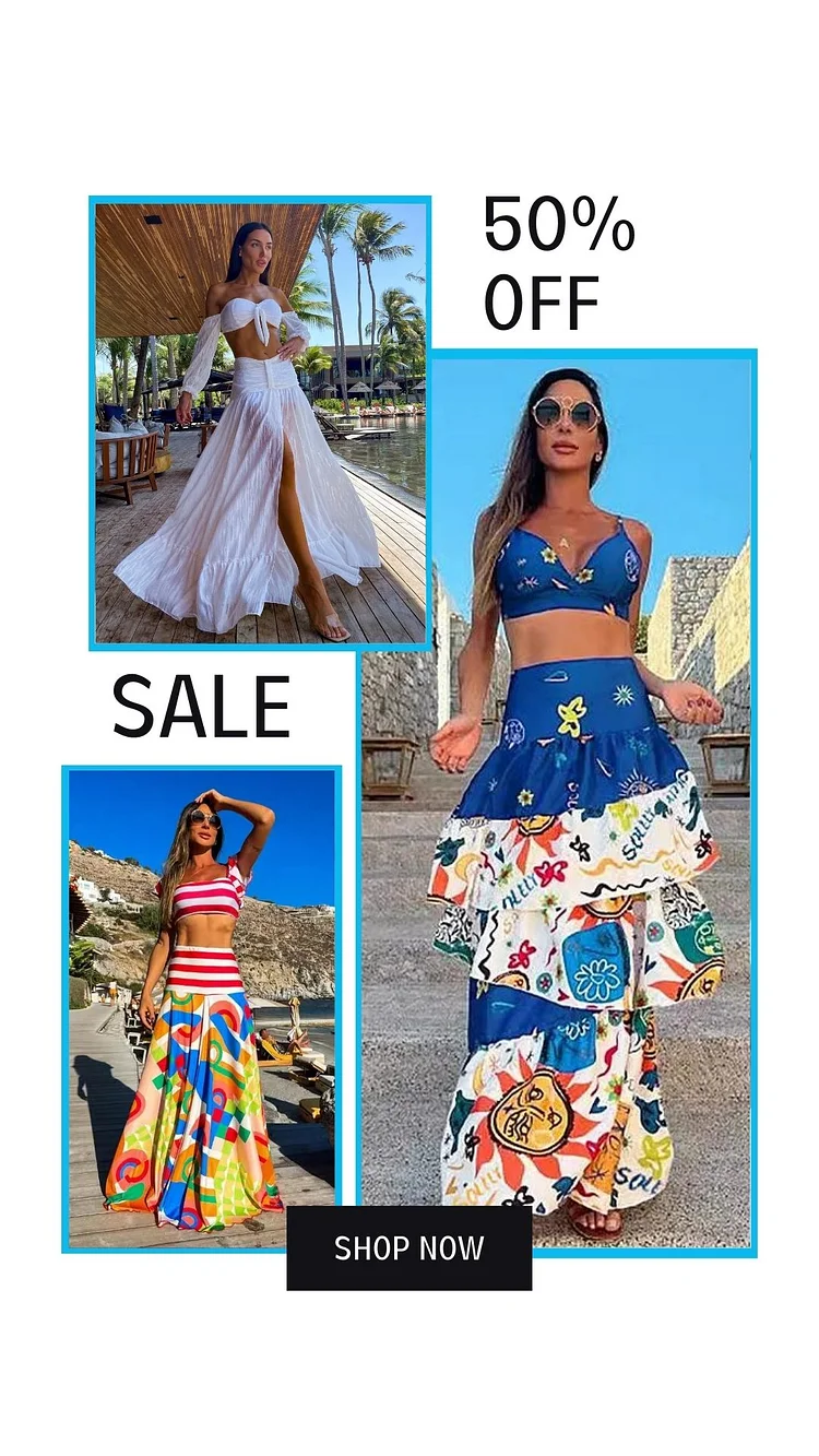 Bandeau Slit Solid color Top and Skirt Set