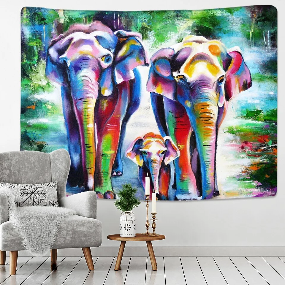 Bohemian Mandala Elephant Tapestry Wall HangingSandy BeachPicnic Throw Rug Blanket Camping Tent Travel Sleeping Pad Custom Room