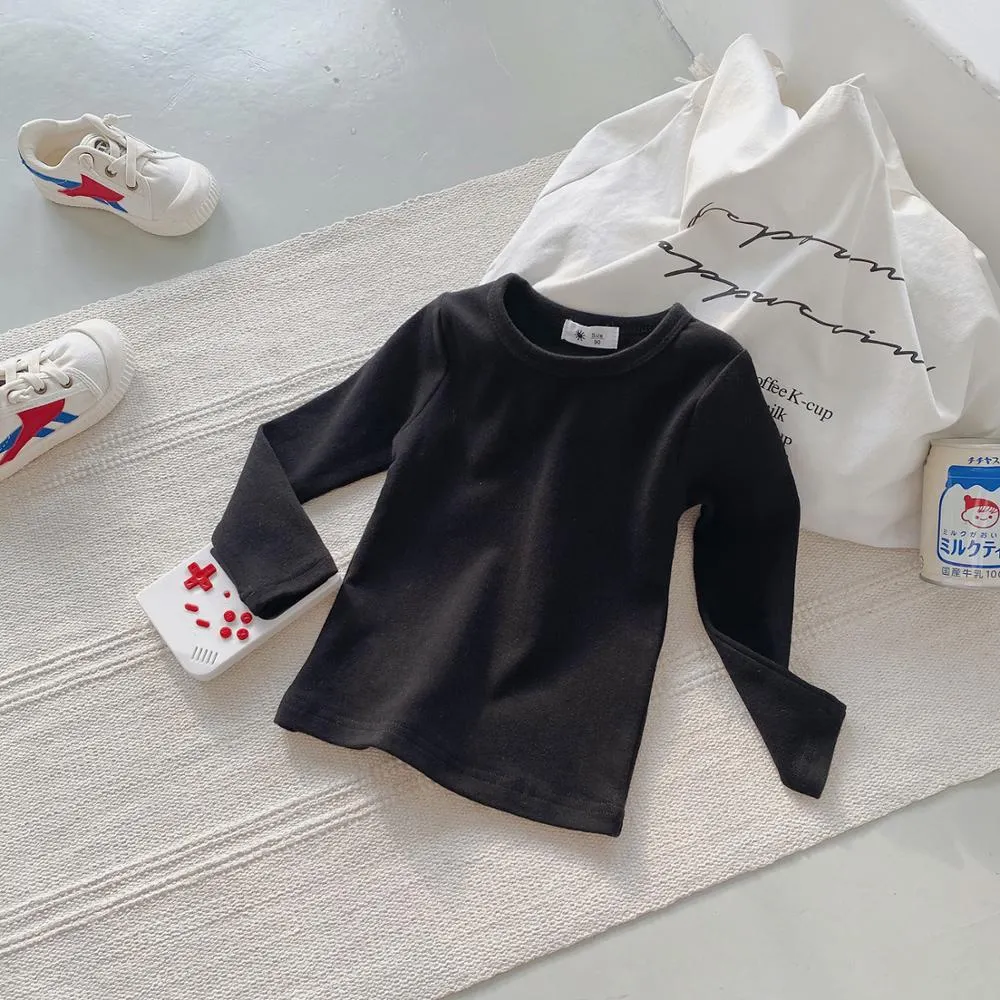 1-10T Cotton T Shirt For Boys Girls Spring Clothes Toddler Kid Baby Candy Color Casual Plain Tee Stretch Basic tshirt Outfit