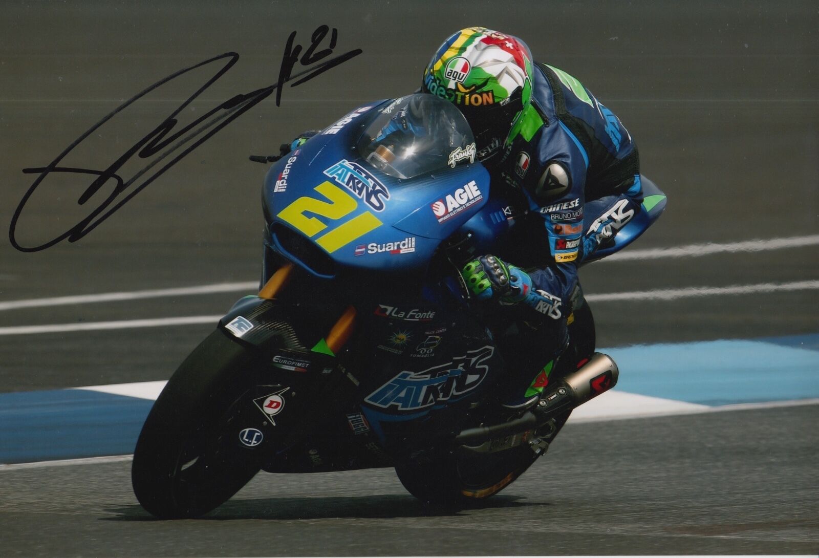 Franco Morbidelli Hand Signed 12x8 Photo Poster painting Italtrans Racing Kalex Moto2 2015 6.