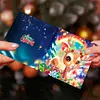 (US Local)12Pcs Christmas Santa Claus Special Shape Diamond Panting Greeting Card Kit