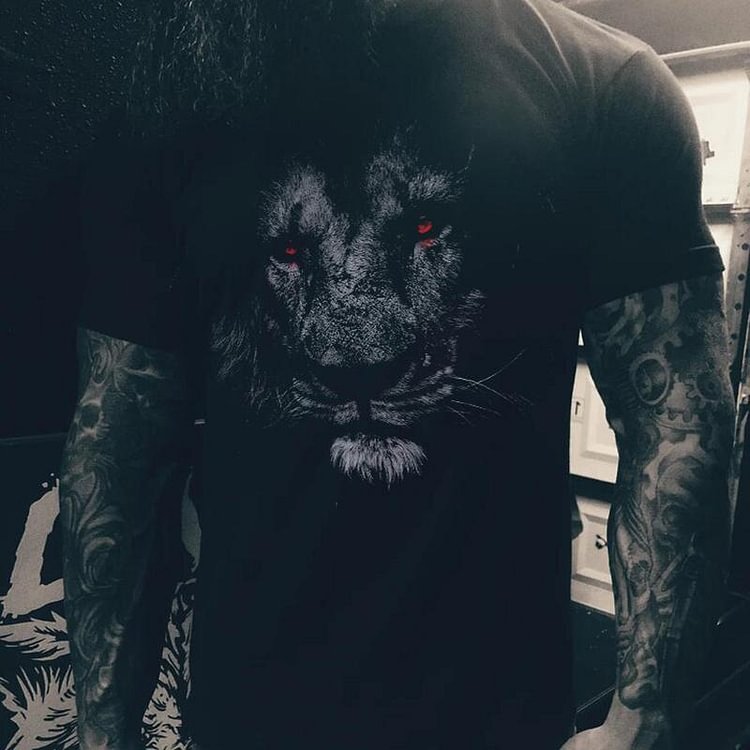 Casual Lion Print Short-Sleeve T-shirt