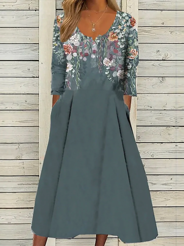 Casual Floral Long Sleeve beach dresses