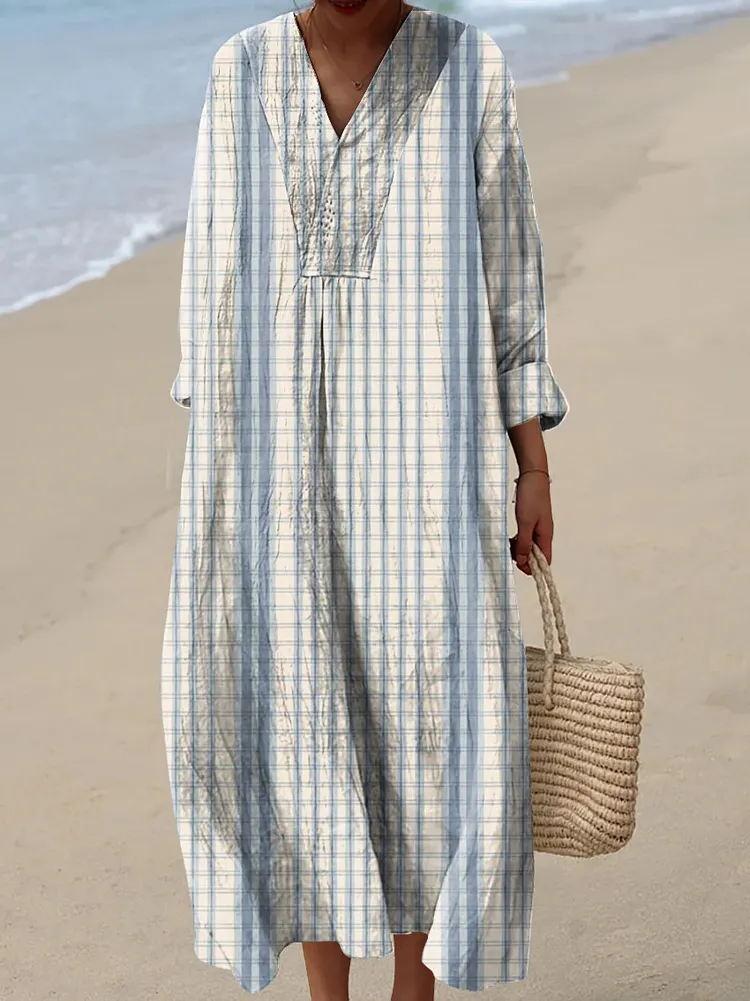 Women's Minimalist Art Line Lattice Art Print Dress