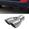 Dual Exhaust Tip Rolled Edge Slant Cut Tailpipe Tip 3 inch Inlet (Silver)