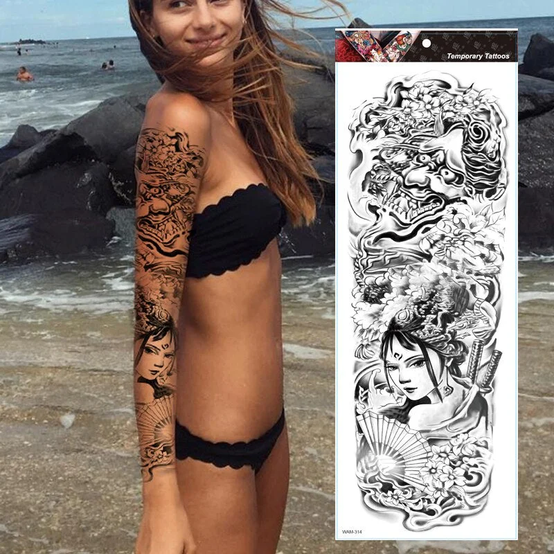 New 1 Piece Temporary Tattoo Sticker Tribal style Tattoo with Arm Body Art Large Fake Tattoo Sticker