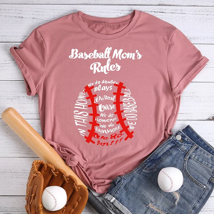 BASEBALL MOM's RULES T-shirt Tee-012966