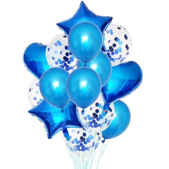 14Pcs/set Heart Star Foil Balloon Confetti Latex Balloons Wedding Party Decoration Kid Children Girl Boy Birthday Globos ballons