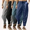 Gioiacombo&trade; Pantaloni da uomo larghi con coulisse in cotone e lino