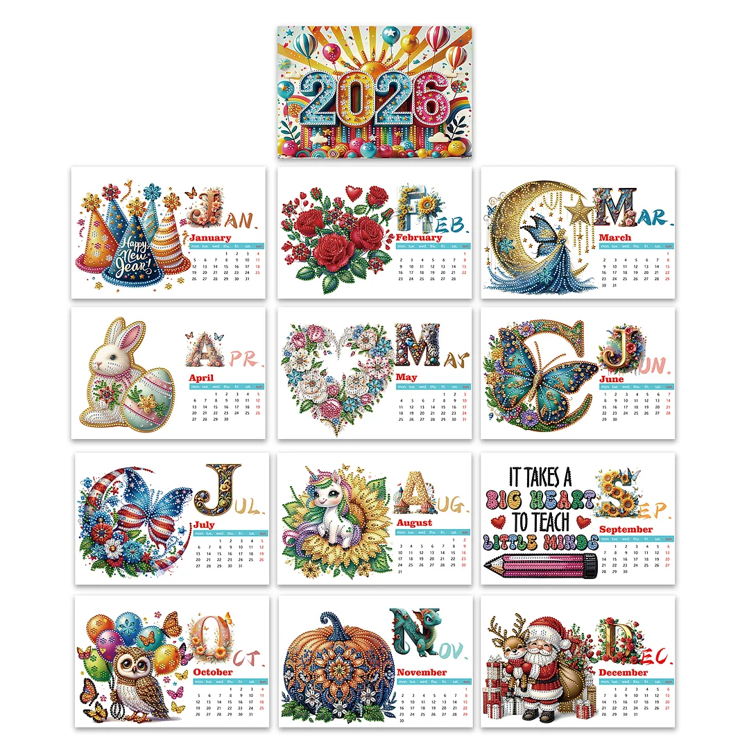Diamond Painting Monthly Calendar Kit Diamond Art Calendar for DIY Crafts Party