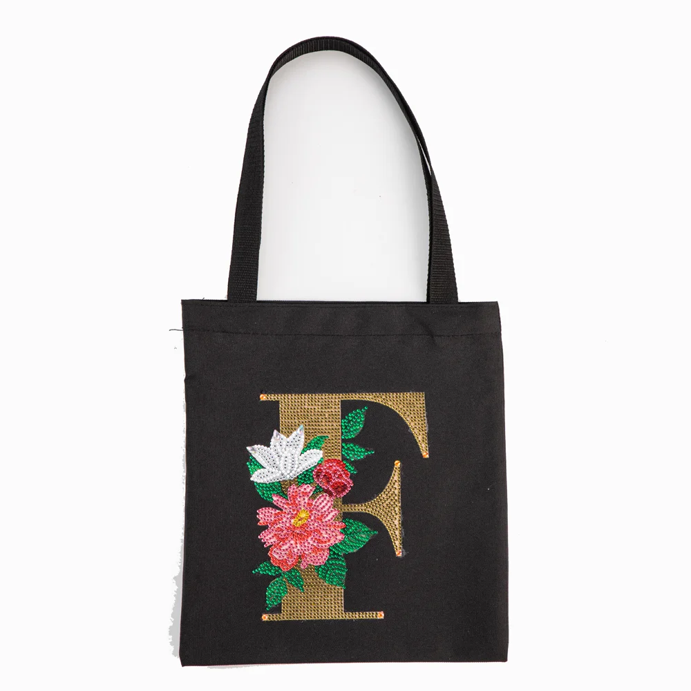 DIY Diamonds Painting Handbag Linen Shopping Bag Portable Fashion for Work