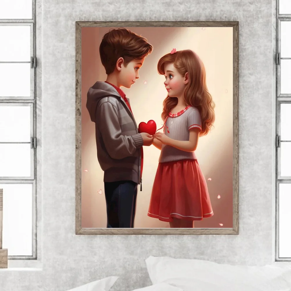 Diamond Painting - Full Round Drill - Kid Sweet Couple(Canvas|30*40cm)