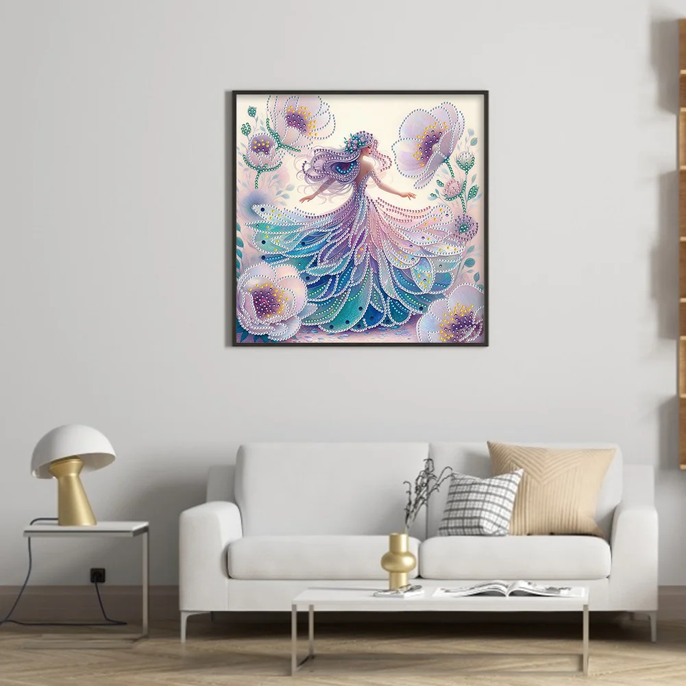 Diamond Painting - Partial Crystal Drill - Flower Girl(Canvas|30*30cm)