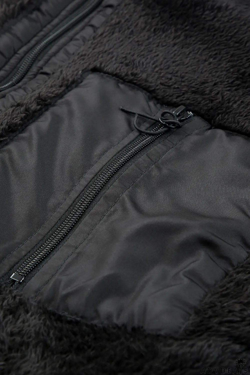 Zip Up Sherpa Coat With Pocket