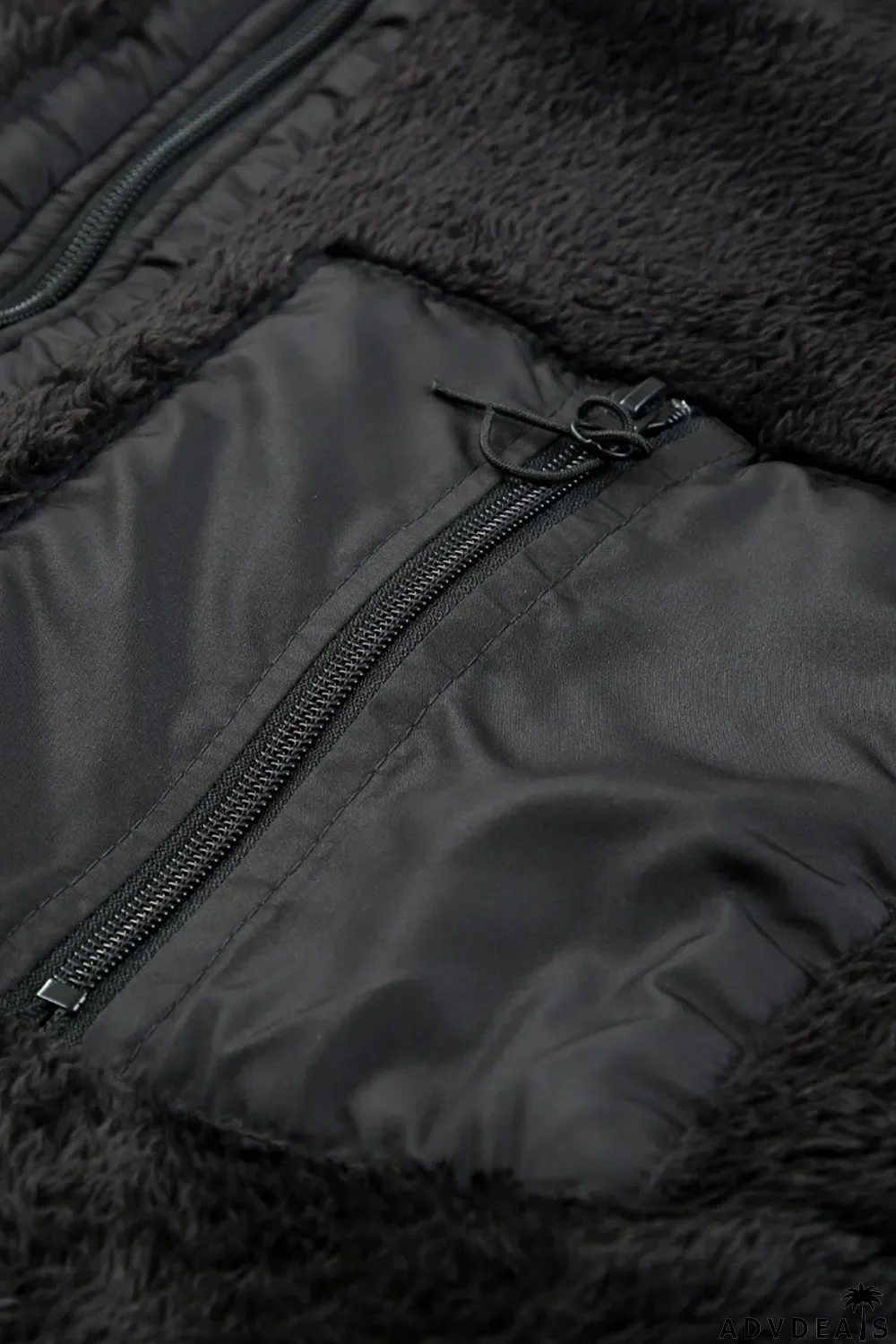 Zip Up Sherpa Coat With Pocket