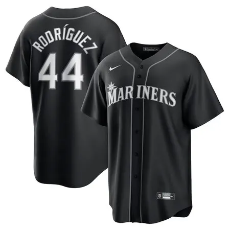 Men's Seattle Mariners #44 Julio Rodriguez  Black Lights Out Replica Player Jersey