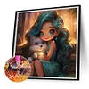 Diamond Painting -DIY Round Drill Green Hair Girl