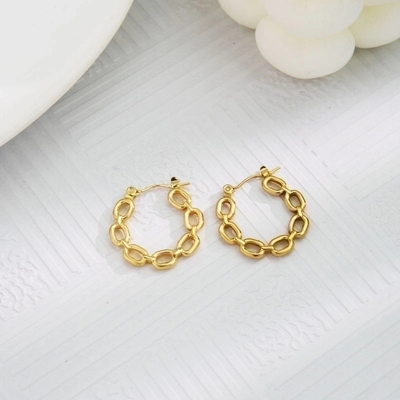 1 Pair Vintage Style U Shape Geometric Heart Shape Plating 304 Stainless Steel None 18K Gold Plated Hoop Earrings