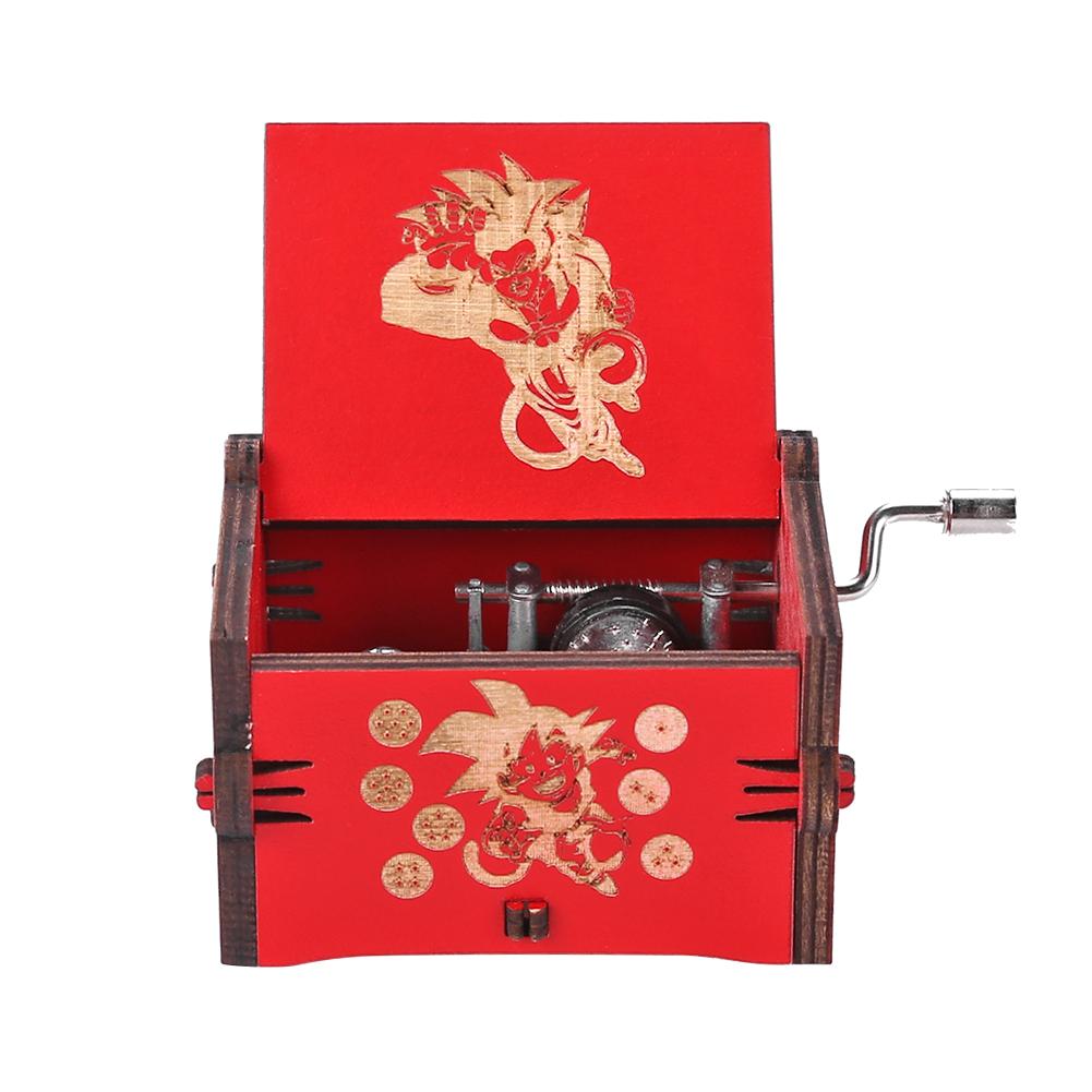 

Retro Wooden Hand Cranked Music Box Home Crafts Ornaments Kids Gifts, Red, 501 Original