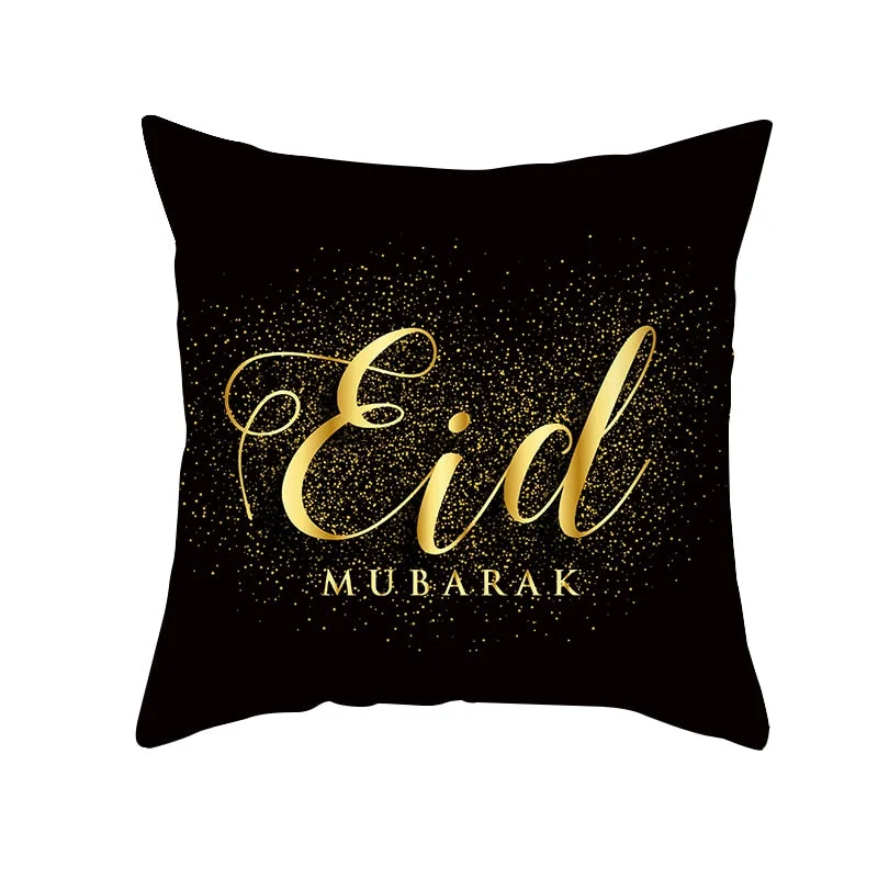 Black Gold Ramadan Pattern Decorative Cushion Pillowcase Peach Skin Peach Skin Cushion Cover Throw Pillow Decorative Pillowcase