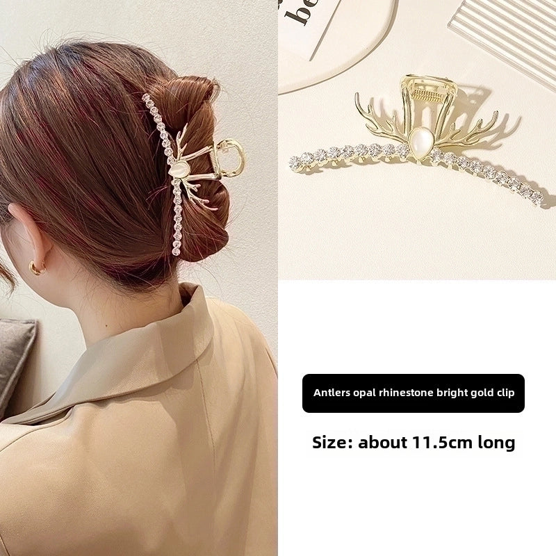 Metal Grab Clip Elegant Bow Hairpin Back Head Large Shark Clip French Pearl Clip Hair Accessories
