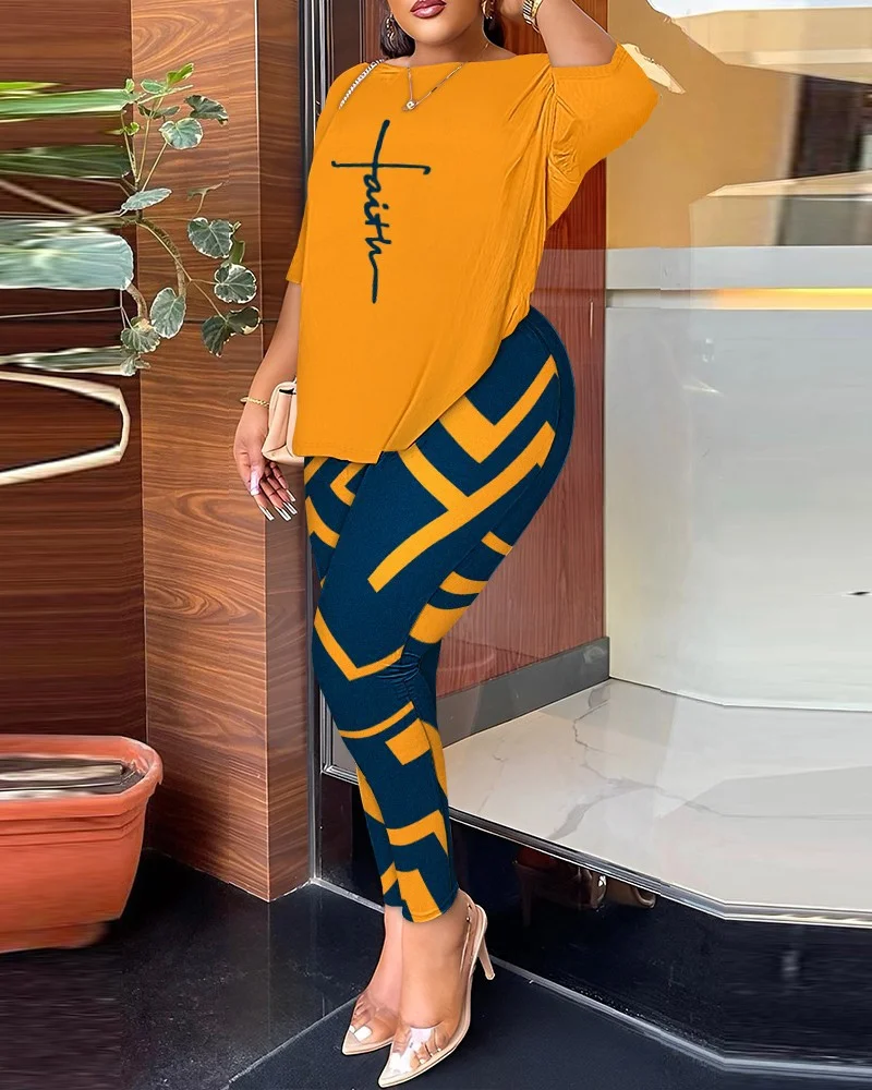 Uveng Uveng 2024 Women's Two Sets Of Fashion Printed Trousers Set