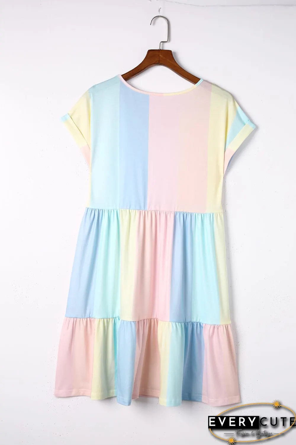 Multicolor Striped Color Block Tiered Mini Dress