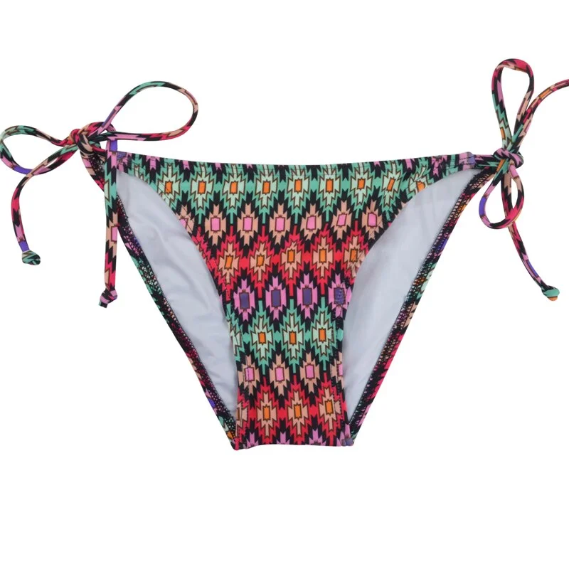 2021 Low Waist Brazilian Bikini Bottom Shorts Women Cheeky Tie Side Swimsuit Girls Print Strappy Swimwear Swim Briefs B603