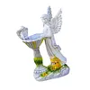 Solar Powered Garden Statue with RGB Light Hand Paint Lawn Ornament Waterproof Solar Fairy Decoration Statue for Patio Lawn Yard Outdoor Decor