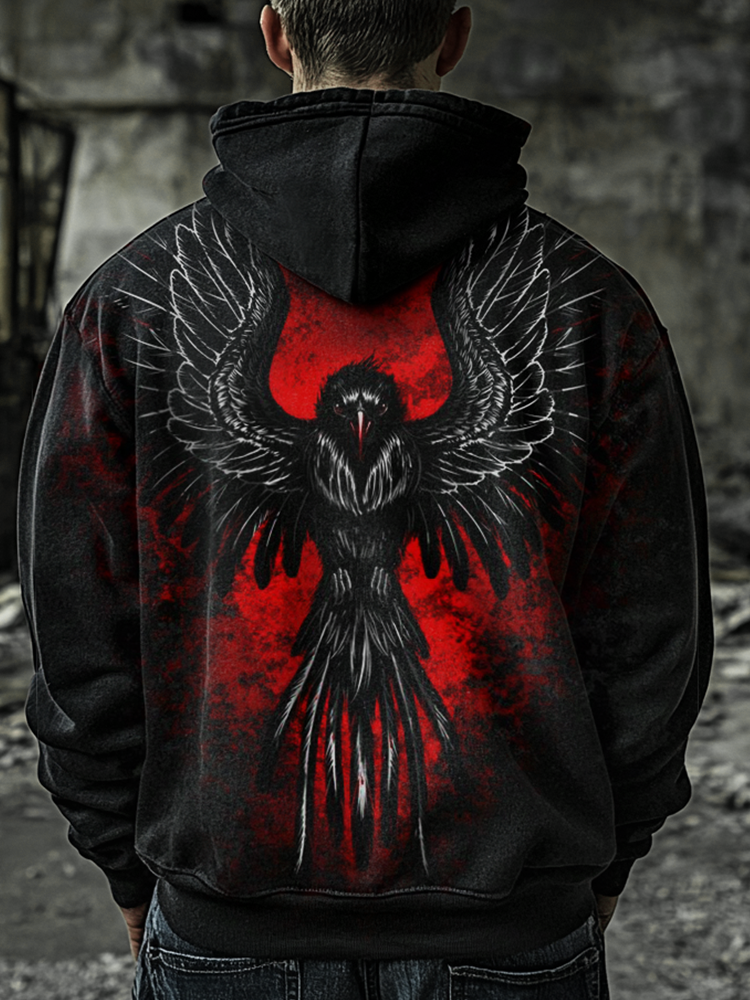 Vikings Raven Bloody Printed Totem Vintage Unisex Casual Sports Hoodie / Rvogue / Rvogue