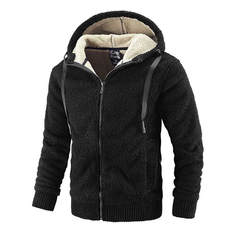 Huiketi Men's Hoodies Thick Fleece Hooded Sweatshirts Men Warm Lamb Cashmere Casual Jackets Coats Men Streetwear Plus Size L-8Xl