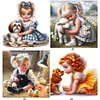 Vie d&rsquo;animaux de compagnie fille-plein diamant rond peinture-30 * 30cm