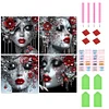 (US Only)4pcs 40x40cm Women 5D DIY Special Shape Crystal Partial Diamond Painting Kit