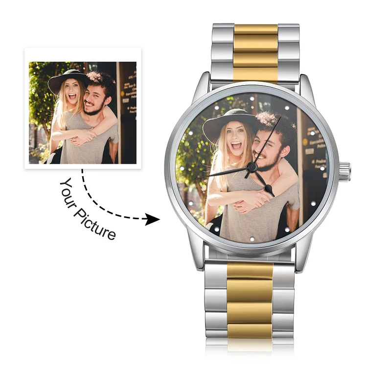 Personalized Photo Watch Engraved Text Fashion Watch for Men