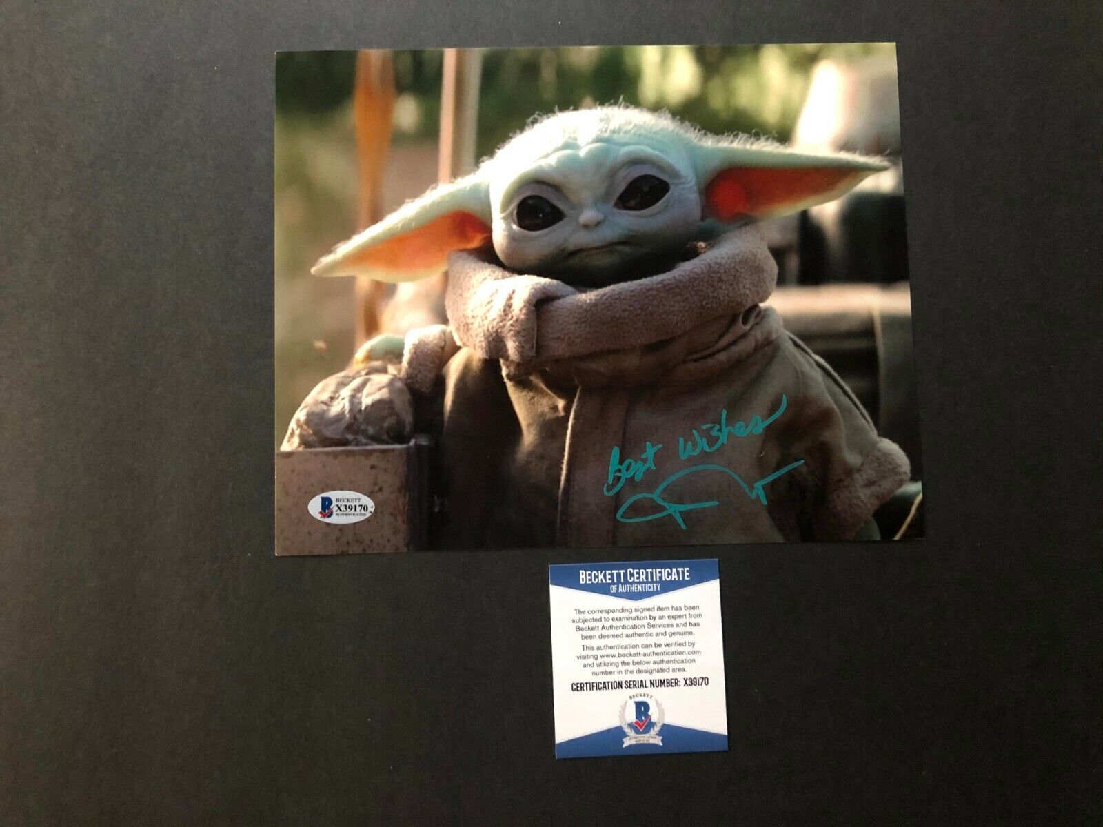 John Rosengrant signed autographed Mandalorian Yoda 8x10 Photo Poster painting Beckett BAS coa