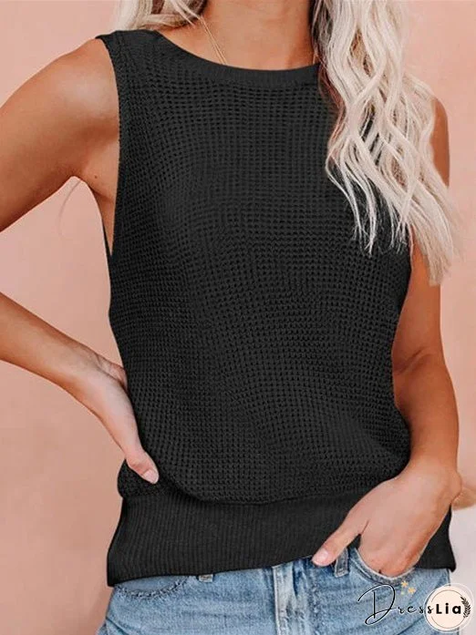 Women's Tank Tops Waffle Deep V-Neck Bare Back Tank Top