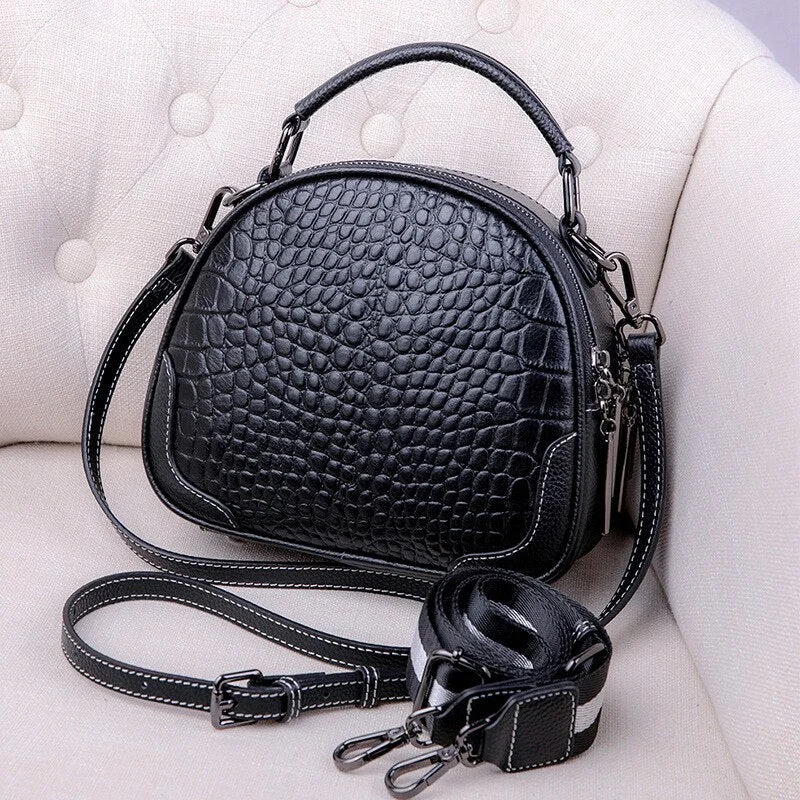 MOTAORA Women Crocodile Shoulder Bag 2022 New Genuine Leather Top-handle Bag Ladies Luxury Design Small Round Bags For Female